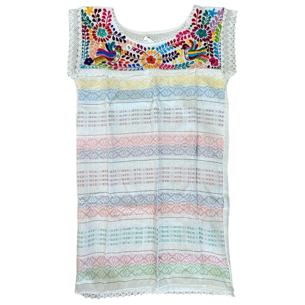 Oaxaca White-Multicolor Loomed Dress